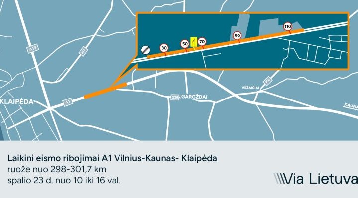 Pratybų „Perkūno bastionas/Juodas vanagas“ metu numatomi laikini eismo ribojimai automagistralėje A1. Via Lietuva nuotrauka Pratybų „Perkūno bastionas/Juodas vanagas“ metu numatomi laikini eismo ribojimai automagistralėje A1. Via Lietuva nuotrauka