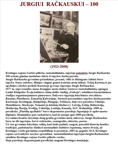 Jurgio Račkausko 100-osioms gimimo metinėms skirta tapybos darbų paroda
