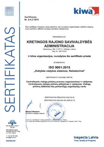 Sertifikatas Nr. 2-4.3.1/675 Sertifikatas Nr. 2-4.3.1/675