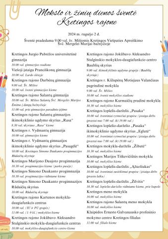 Mokslo ir žinių dienos šventė Kretingos rajone
