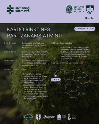 Gegužės 16-ąją kviečiame į žygį Kardo rinktinės partizanams atminti