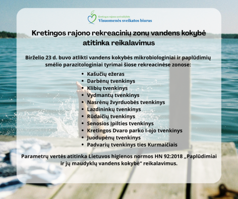 Kretingos rajono rekreacinių zonų vandens kokybė atitinka reikalavimus