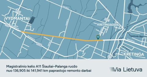 „Via Lietuva“ pradeda magistralinio kelio Šiauliai–Palanga ruožo tarp Kretingos ir Vydmantų remontą
