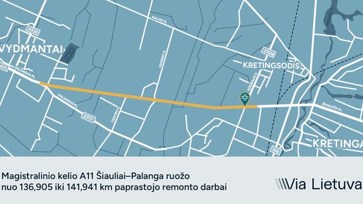 „Via Lietuva“ pradeda magistralinio kelio Šiauliai–Palanga ruožo tarp Kretingos ir Vydmantų remontą